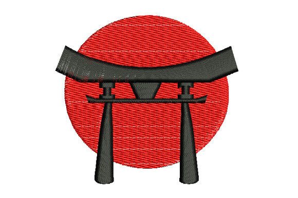 Black Torii Gate Red Sun