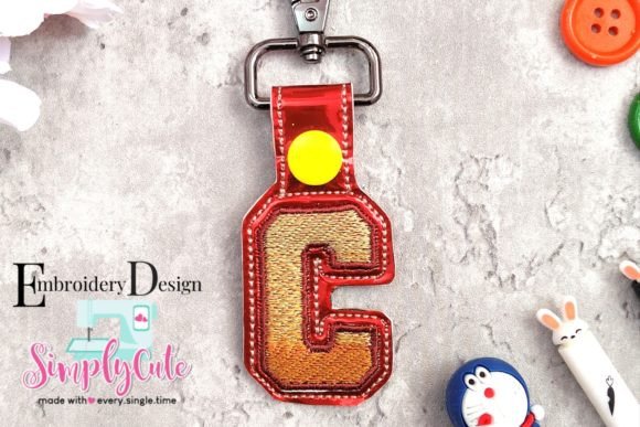 In the Hoop Key Fob Monogram Font C