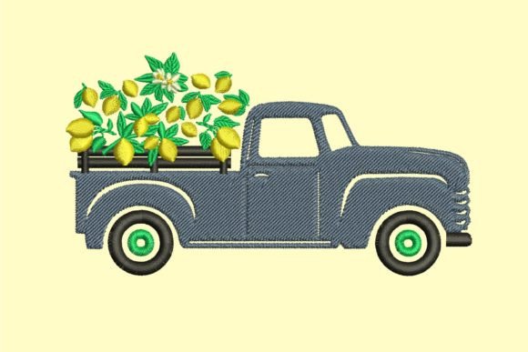 Lemon Truck: A Fresh Farm-Themed Embroidery Design for Small Business Merch